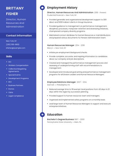 Director, Human Resources And Administration Resume