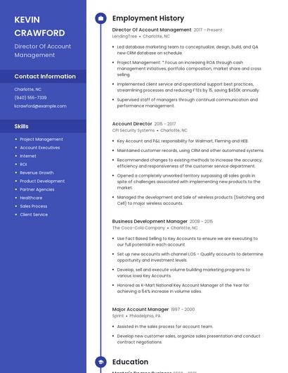 Director Of Account Management Resume