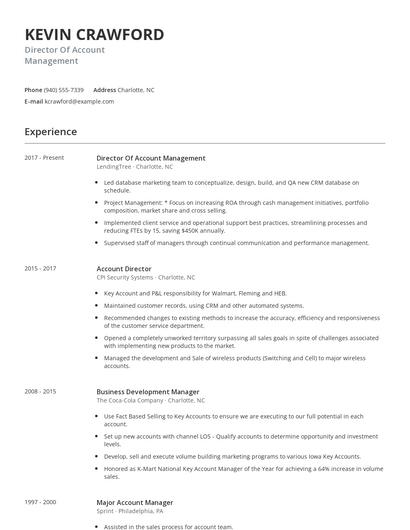 Director Of Account Management Resume