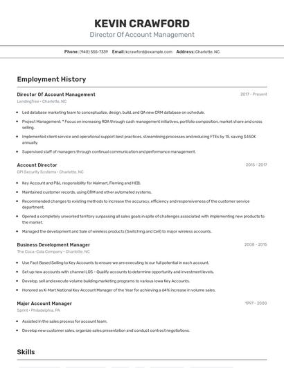 Director Of Account Management Resume