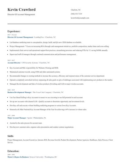 Director Of Account Management Resume