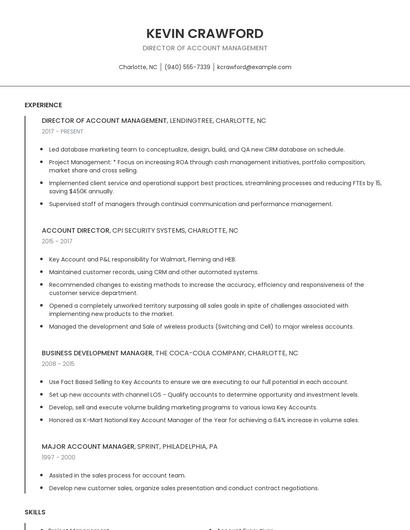 Director Of Account Management Resume
