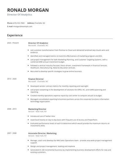 Director Of Analytics Resume