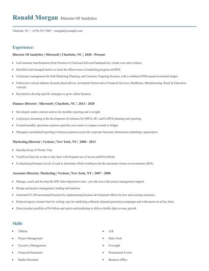 Director Of Analytics Resume