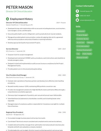 Director Of Clinical Education Resume