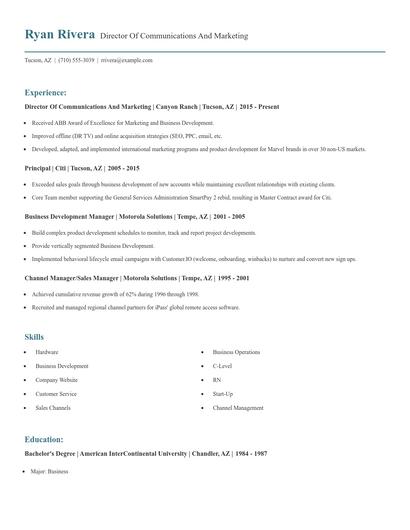 Director Of Communications And Marketing Resume