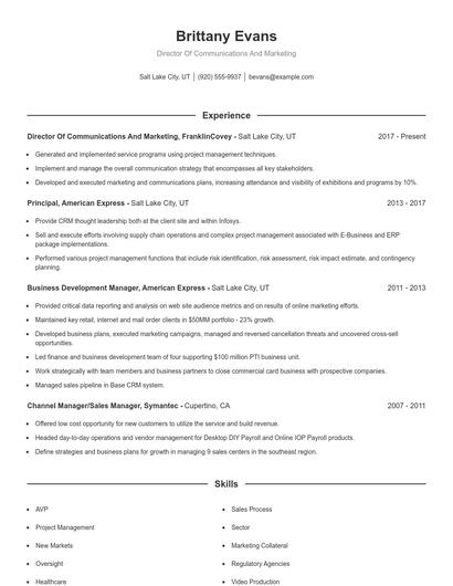 Director Of Communications And Marketing Resume