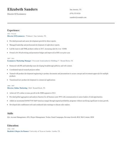 Director Of Ecommerce Resume