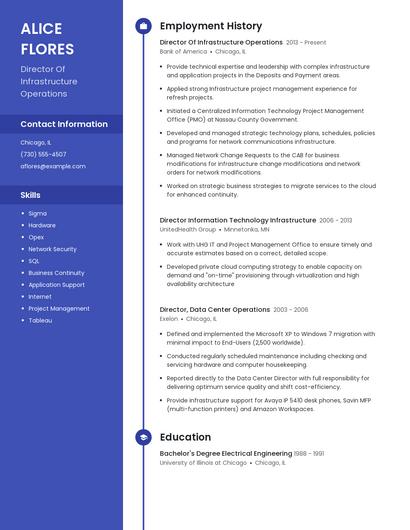 Director Of Infrastructure Operations Resume