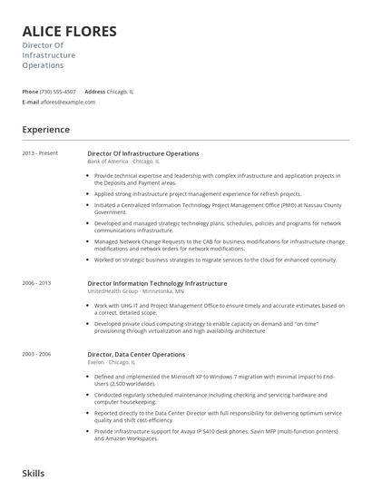 Director Of Infrastructure Operations Resume