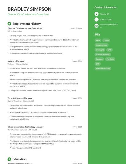 Director Of Infrastructure Operations Resume
