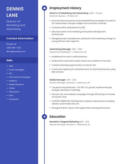 Director Of Marketing And Advertising Resume