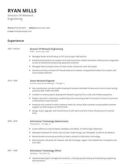 Director Of Network Engineering Resume