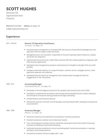 Director Of Operations And Finance Resume