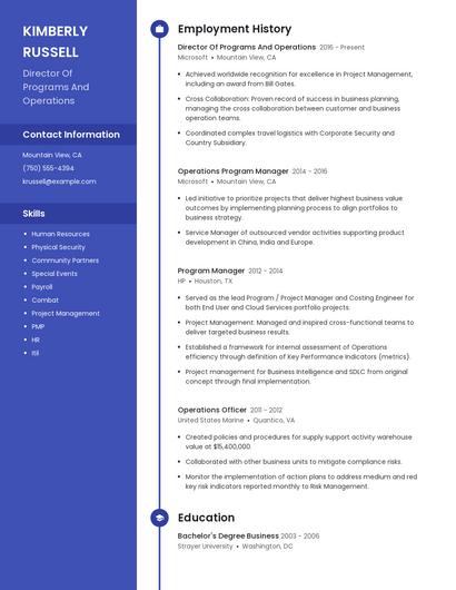 Director Of Programs And Operations Resume