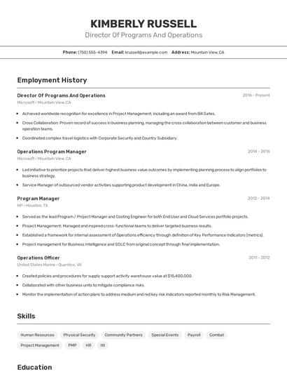 Director Of Programs And Operations Resume