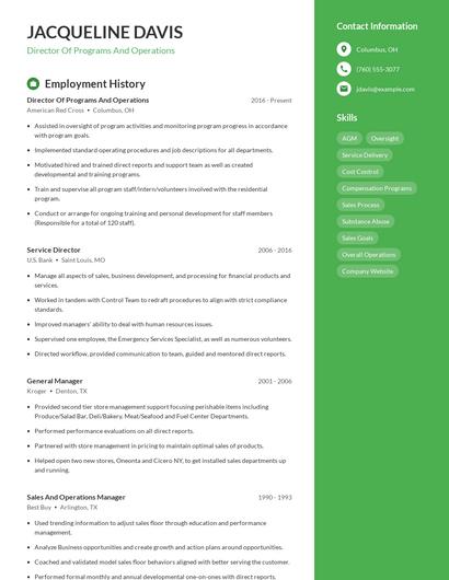 Director Of Programs And Operations Resume