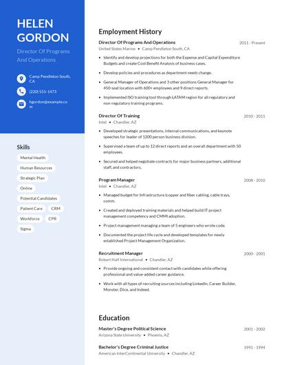 Director Of Programs And Operations Resume