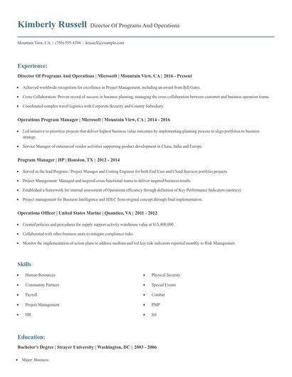 Director Of Programs And Operations Resume