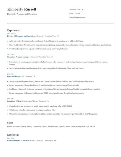 Director Of Programs And Operations Resume