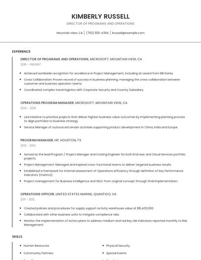 Director Of Programs And Operations Resume