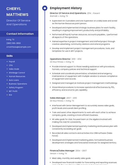 Director Of Service And Operations Resume
