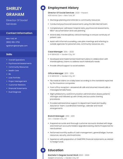 Director Of Social Services Resume