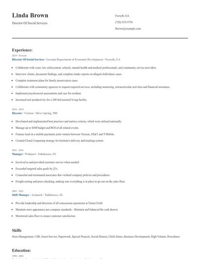 Director Of Social Services Resume