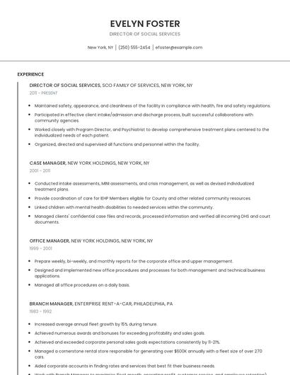 Director Of Social Services Resume