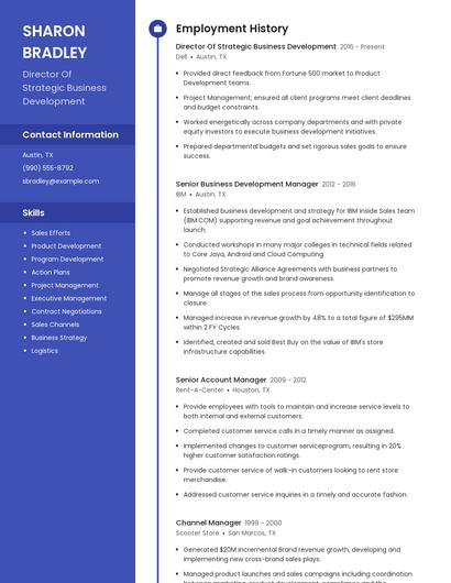 Director Of Strategic Business Development Resume