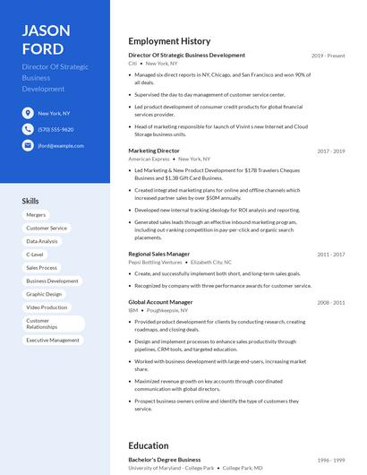 Director Of Strategic Business Development Resume