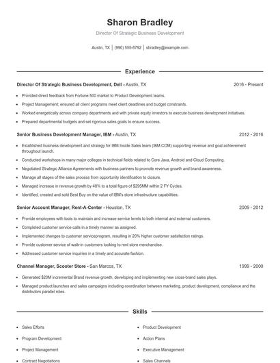 Director Of Strategic Business Development Resume