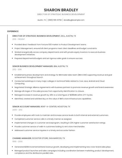 Director Of Strategic Business Development Resume