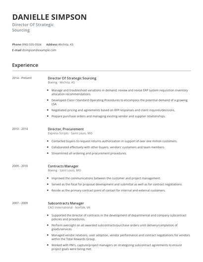 Director Of Strategic Sourcing Resume