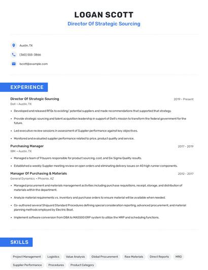 Director Of Strategic Sourcing Resume