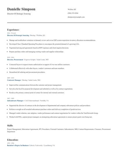 Director Of Strategic Sourcing Resume