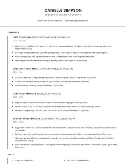 Director Of Strategic Sourcing Resume