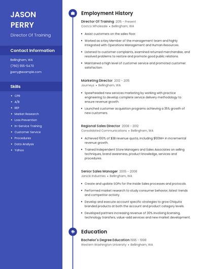 Director Of Training Resume