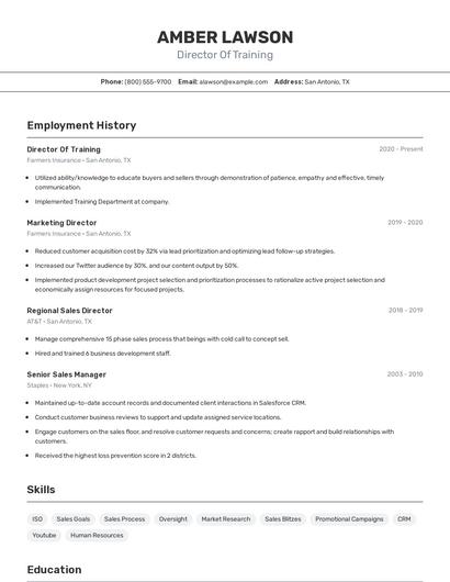 Director Of Training Resume