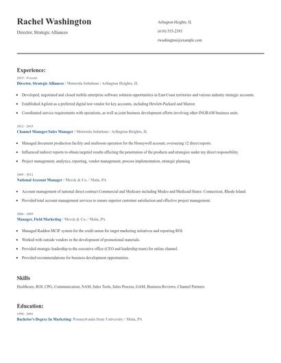 Director, Strategic Alliances Resume