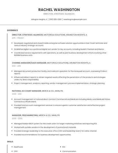 Director, Strategic Alliances Resume