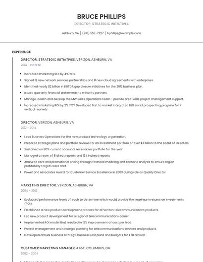 Director, Strategic Initiatives Resume