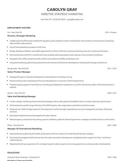 Director, Strategic Marketing Resume