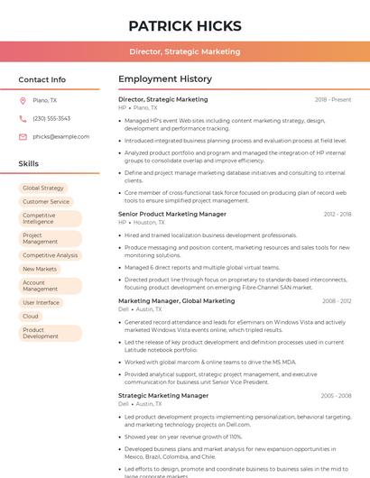 Director, Strategic Marketing Resume