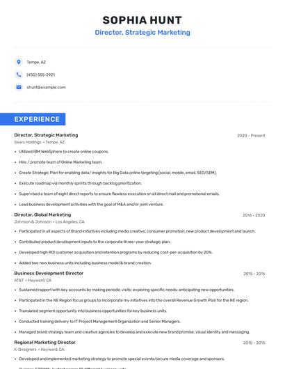 Director, Strategic Marketing Resume