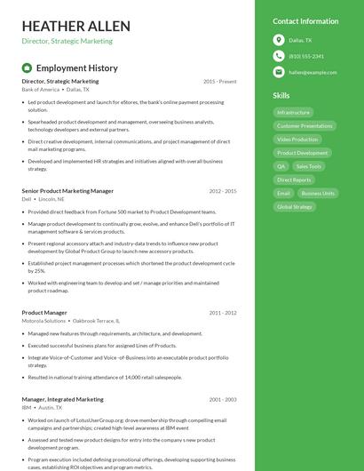 Director, Strategic Marketing Resume