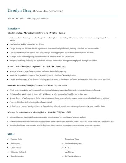 Director, Strategic Marketing Resume