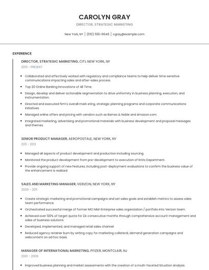 Director, Strategic Marketing Resume