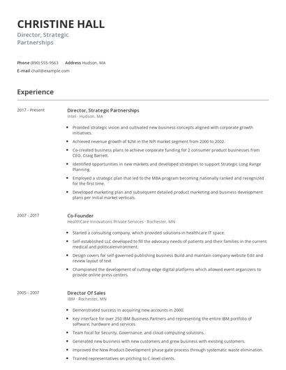 Director, Strategic Partnerships Resume