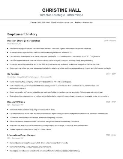 Director, Strategic Partnerships Resume